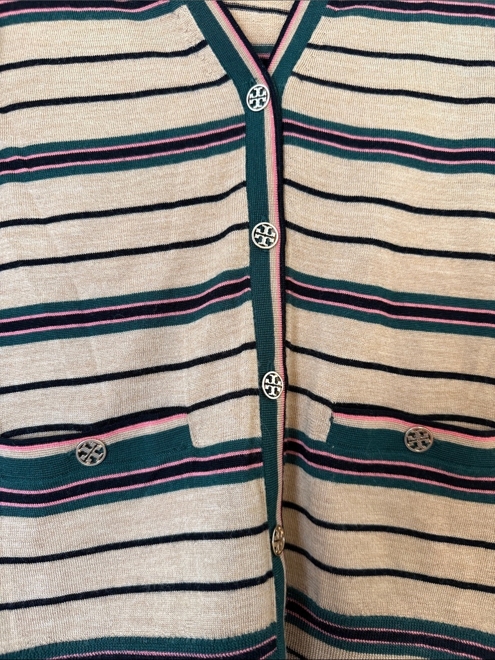 Tory Burch Striped Madeline V-Neck Cardigan size XS - Picture 4 of 10